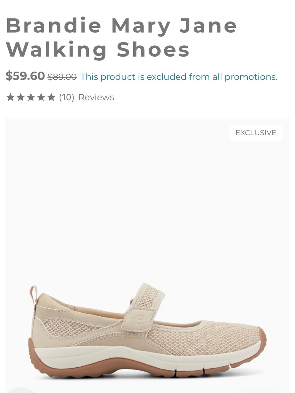 Easy Spirit Brandie Mary Jane Walking Shoes - Beige & Tan